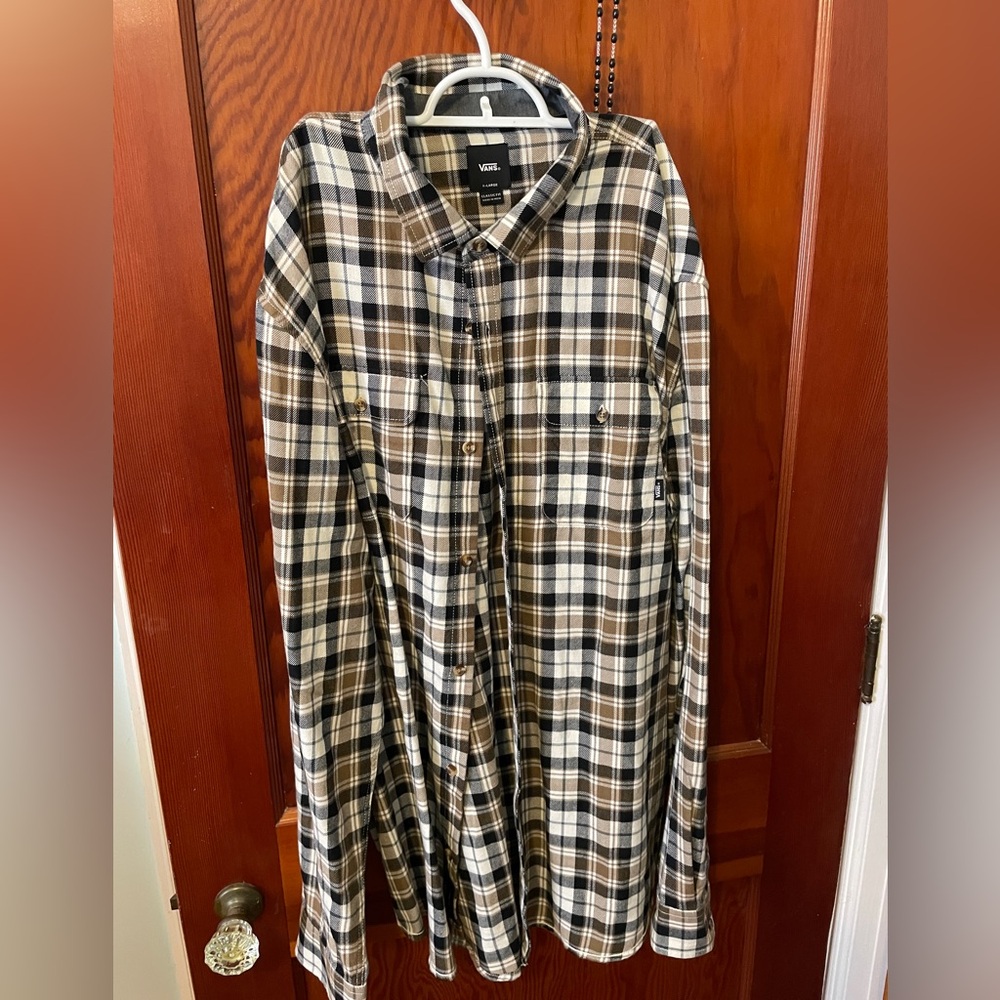 Vans Men's Casual Brown Plaid Shirt